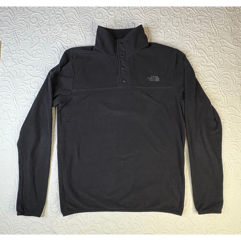 The North Face Black lightweight‎ Fleece Snap Neck Pullover Sweatshirt Men Small